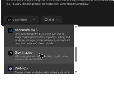 Open Tagshop AI and select Grok Imagine Image Open Tagshop AI and select Grok Imagine Image