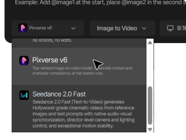 Open Tagshop AI and select PixVerse V6 Open Tagshop AI and select PixVerse V6